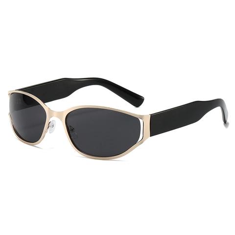 Retro Oval Frame Sunglasses Metal And PC UV400 Protection Futuristic Cyberpunk Y2K Millennium Style Fashion Accessories