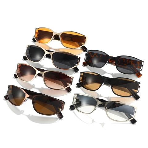 Retro Oval Frame Sunglasses Metal And PC UV400 Protection Futuristic Cyberpunk Y2K Millennium Style Fashion Accessories