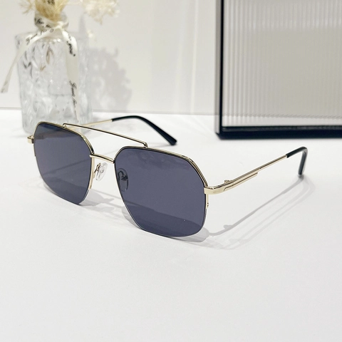Oversized Geometric Polygon Sunglasses Metal Double Bridge UV400 Protection Fashion Eyewear For Men Women Retro Style