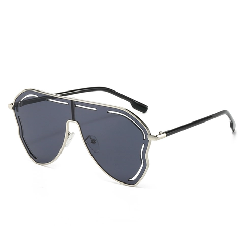 Women Oversized Irregular Sunglasses One-Piece Goggles Metal Frame UV Protection Gradient Lens Futuristic Y2K Eyewear