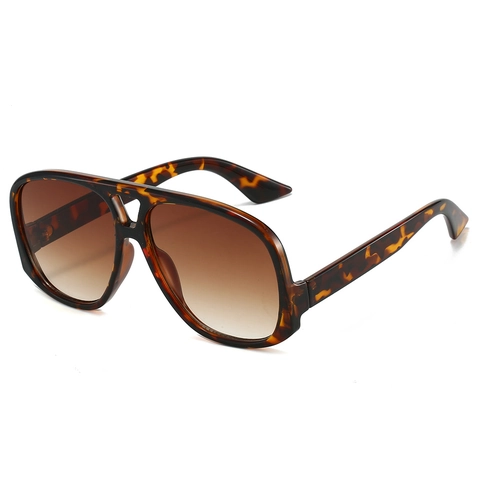 Lunettes De Soleil Aviateur Surdimensionnées Monture PC Vintage Protection UV400 Double Pont Mode Pour Hommes Femmes