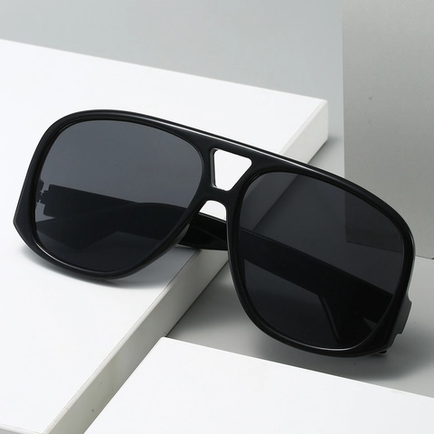 Lunettes De Soleil Aviateur Surdimensionnées Monture PC Vintage Protection UV400 Double Pont Mode Pour Hommes Femmes