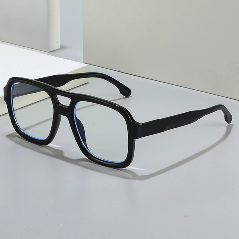 Square Blue Light Blocking Glasses Fashion Retro Double Bridge Oversized Eyewear Frame Unisex Eye Protection