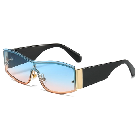 Occhiali Da Sole Shield Y2K Oversized Lenti Sfumate Integrate Protezione UV400 Cerniere Metallo Moda Uomo Donna
