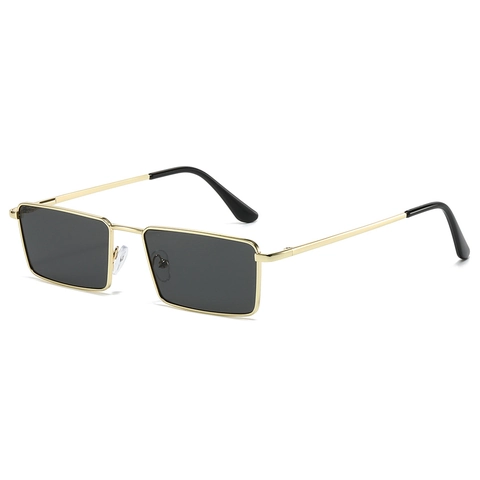 Occhiali Da Sole Rettangolari Vintage Per Uomo Donna Montatura In Metallo Protezione UV400 Moda Retro Punk Streetwear