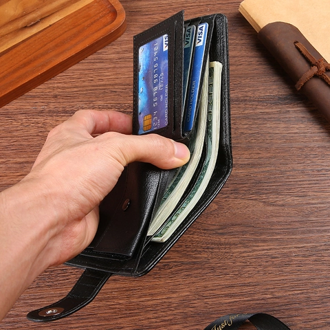 Cartera Corta Plegable Para Hombre Cuero PU Patrón Cocodrilo Botón Presión Negocios Retro Portatarjetas Con Bolsillo Moneda