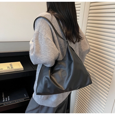 Bolso Tote de Cuero PU de Gran Capacidad para Mujer Bolso de Hombro Minimalista Bolso Hobo Simple para el Trabajo el Uso Diario