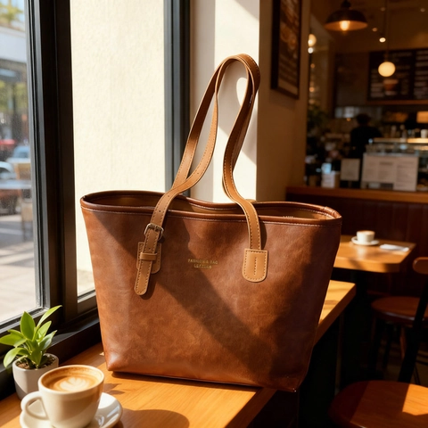 Borsa Tote Vintage In Pelle PU Grande Capacità Pendolare Borsa A Spalla Minimalista Retrò Stampa Lettere Donne Quotidiano