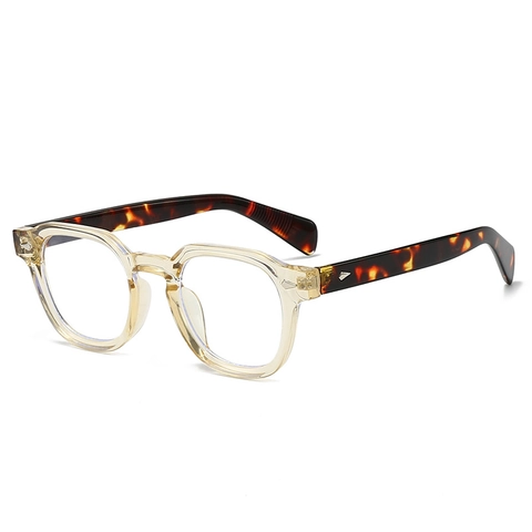 Retro Anti Blue Light Glasses Frames PC Square Round Eyewear With Metal Rivet For Men Women Fashion Clear Lens