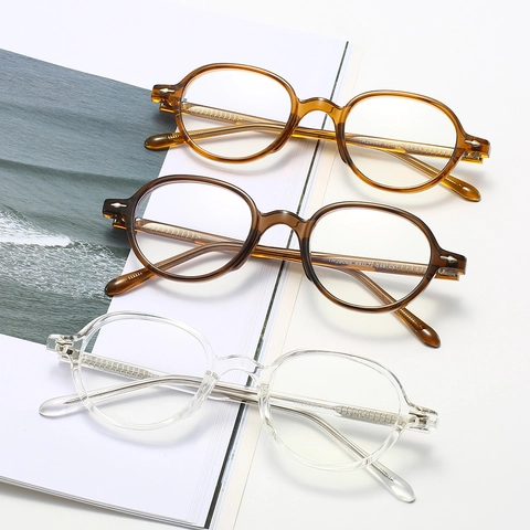 Montatura Per Occhiali Tondi Ovali Retro Da Donna Anti Luce Blu TR90 Leggera Stile Nerd