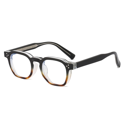 Occhiali Quadrati Retro Anti Luce Blu Montatura Plastica Metallo Rivetti Vintage Ottici Unisex