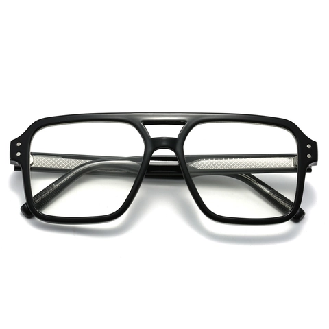 Occhiali Da Vista Aviator Retrò Montature Doppio Ponte Anti Luce Blu Grandi Quadrati Plastica Metallo Unisex