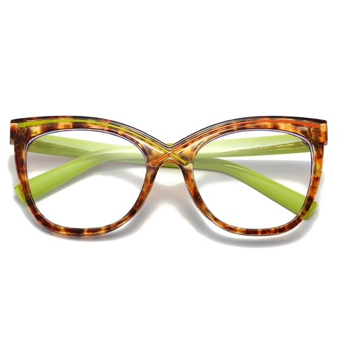 Montatura Occhiali Occhio Di Gatto Alla Moda Per Donna PC Anti Luce Blu Grande Telaio Colori A Contrasto