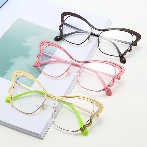 Montatura Per Occhiali A Farfalla In Metallo Anti Luce Blu Lenti Trasparenti Decorative Stile Ins Per Donne