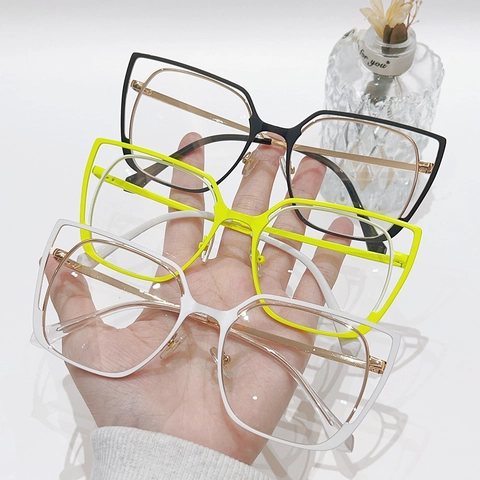 Occhiali A Gatto Anti Luce Blu Montatura In Metallo Lenti Trasparenti Occhiali Ottici Di Moda Per Donna Stile Di Tendenza