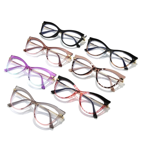 Occhiali Anti Luce Blu Occhio Di Gatto Montatura Metallo Plastica Moda Per Donna Occhiali Ottici