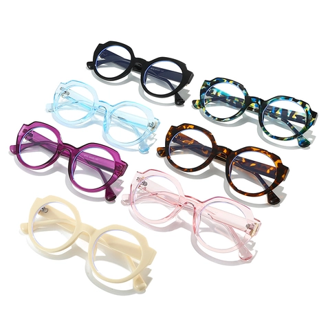 Women Optical Glasses Frame PC Oval Round Anti Blue Light Clear Lens Retro Fashion Street Shoot Eyeglasses