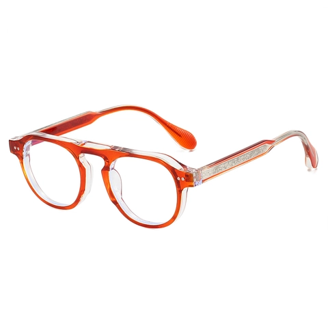 Montatura Occhiali Retro Doppio Ponte Lenti Anti Luce Blu Occhiali Moda PC Con Anima In Metallo Incisa Unisex