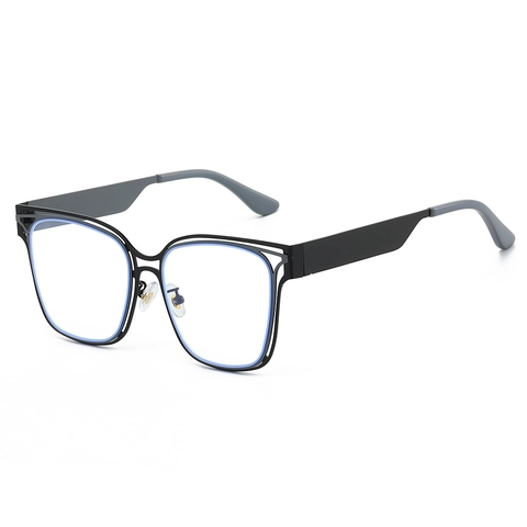 Occhiali Anti Luce Blu Montatura Quadrata Svuotata In Acciaio Inossidabile Occhiali Da Computer Tendenza Uomo Donna