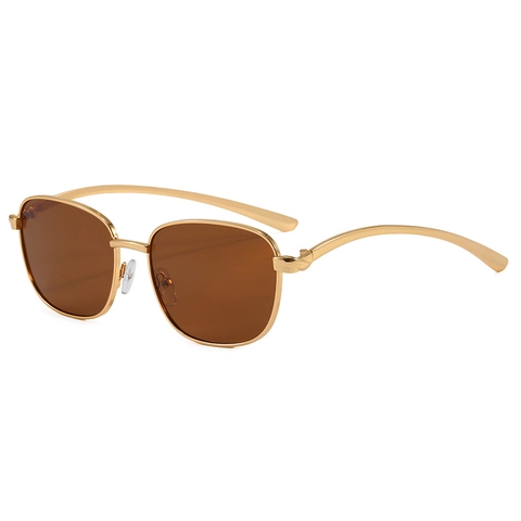 Square Metal Sunglasses Oversized Fashion Vintage UV Protection PC Lens Versatile Eyewear For Men Women