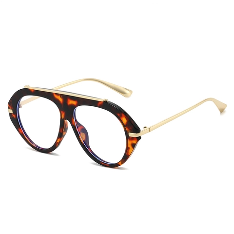 Montura Per Occhiali Da Pilota Oversize PC Metallo Anti Luce Blu Occhiali Vintage Moda Specchio Piatto Per Donne