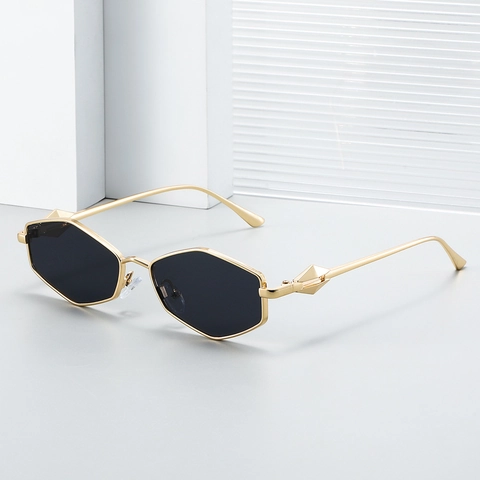 Mode Polygonal Sonnenbrille Metallrahmen UV400 Schutz Retro Hexagonal Brille Trendy Eyewear Für Damen Herren