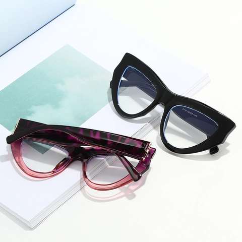 Montura De Gafas De Ojo De Gato De Moda Gafas Ópticas Retro De Material PC Anti Luz Azul Para Hombre Y Mujer