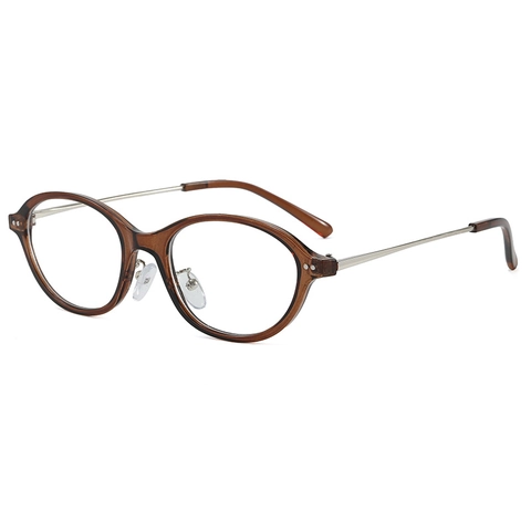 Montatura Per Occhiali Da Vista Ovali Retro Per Donna Leggero PC Metallo Anti Luce Blu Stile Nerd Vintage