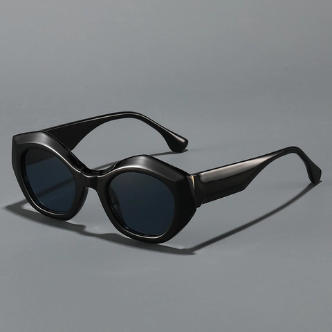 Retro Katzenaugen Sonnenbrille Kleiner Geometrischer Rahmen UV400 Schutz PC Material Hexagonale Trendige Brille