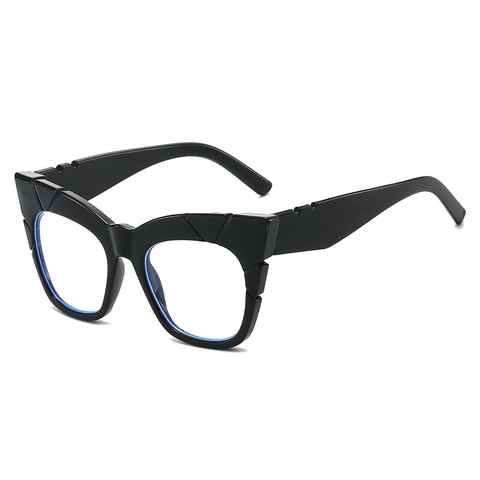 Large Frame Cat Eye Anti Blue Light Glasses PC Geometric Cutting Optical Eyewear Trendy Irregular Fashion Unisex Frame