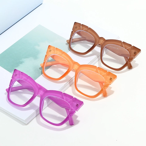 Large Frame Cat Eye Anti Blue Light Glasses PC Geometric Cutting Optical Eyewear Trendy Irregular Fashion Unisex Frame