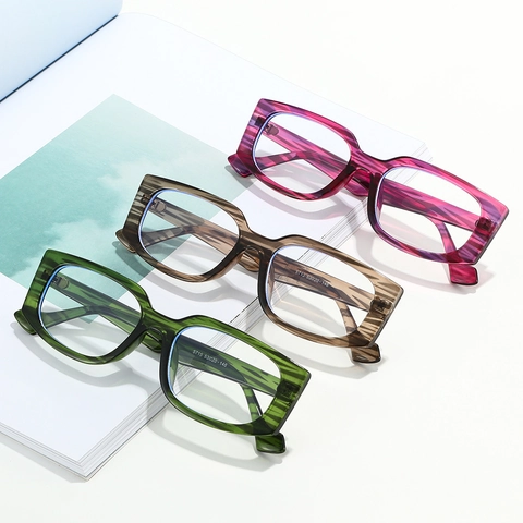 Occhiali Da Vista Quadrati Retro Anti Luce Blu Montatura Acetato Metallo Lenti PC Occhiali Ottici Per Uomini Donne Grande
