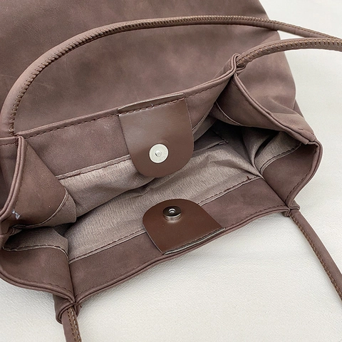 Women Large Capacity Tote Bag With Detachable Pouch Soft PU Leather Solid Color Casual Shoulder Bag Urban Work