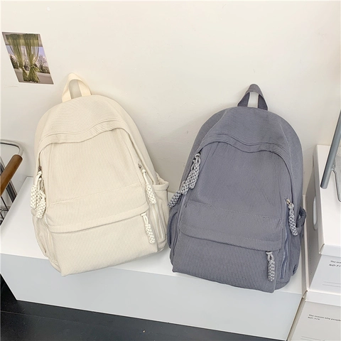 Corduroy Rucksack Für Damen Große Kapazität Schultasche Mit Geflochtenem Seil Reißverschluss Casual Student Daypack Minimalistisch