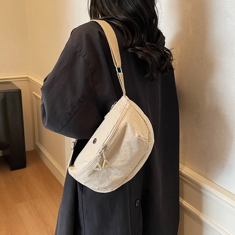Bolso Bandolera Media Luna De Nylon Bolso De Hombro Creciente Ligero Con Correa Ajustable Para Mujer Estilo Urbano Casual