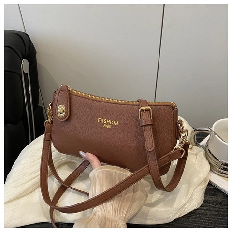 Borsa da Donna Fashion Bag Stampata in Pelle PU Texture Litchi Borsa a Tracolla Hardware Dorato Borsa Quadrata Casual Quotidiana