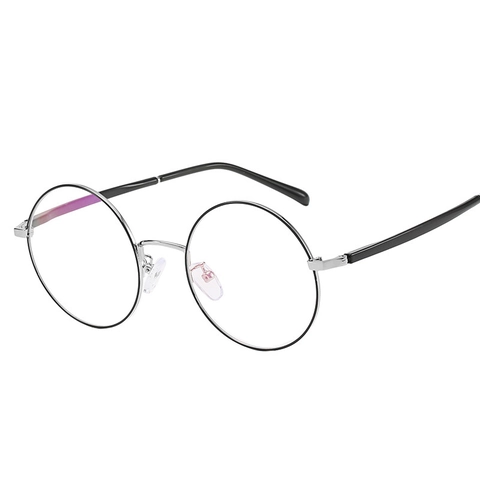 Gafas De Montura Metálica Geométrica Redonda Retro Con Filtro De Luz Azul Lente Transparente Para Hombre Mujer Moda Computadora