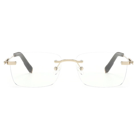 Occhiali Senza Montatura Anti Luce Blu Montatura In Lega Di Metallo Rettangolo Lenti PC Protezione UV Moda Business