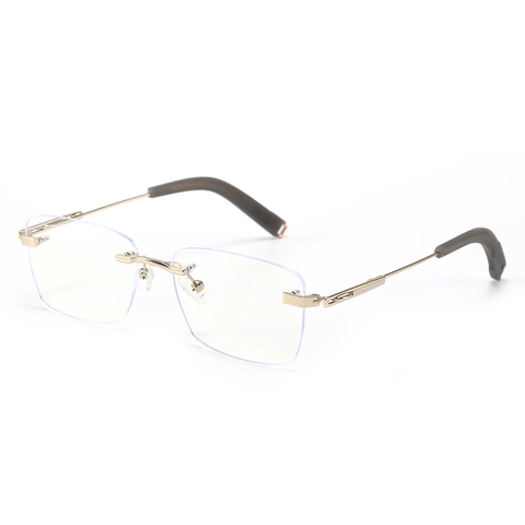 Occhiali Senza Montatura Anti Luce Blu Montatura In Lega Di Metallo Rettangolo Lenti PC Protezione UV Moda Business