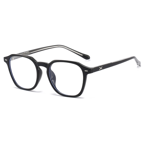 Retro Polygonal Optische Brillenrahmen TR90 Leichtes Brillengestell Metall X Dekor Kollegialer Stil Für Unisex