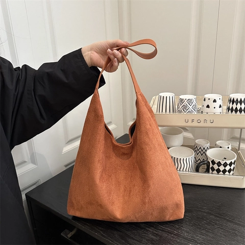 Bolso Hobo Minimalista De Microfibra Efecto Gamuza Y Cuero Sintético Retro Bolso De Hombro Tote Casual Para Mujer