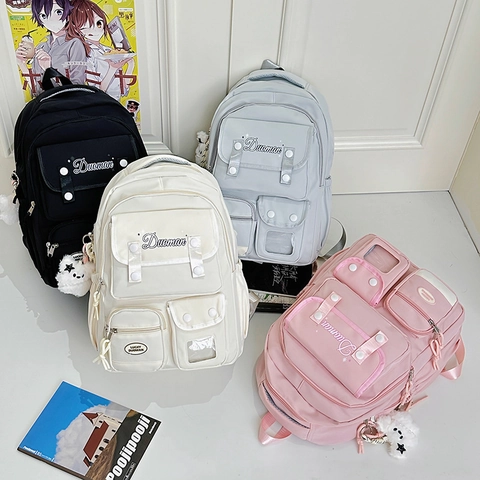 Zaino Casual In Nylon Grande Capacità Multi-Tasche Impermeabile Scuola Viaggio College Stile Coreano Per Donne Ragazze