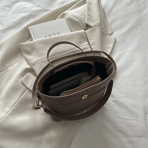 Bolso De Cubo Bandolera Para Mujer Textura Litchi Cuero PU Hebilla Metal Corazón Bolso De Mano Moda Color Sólido Elegante