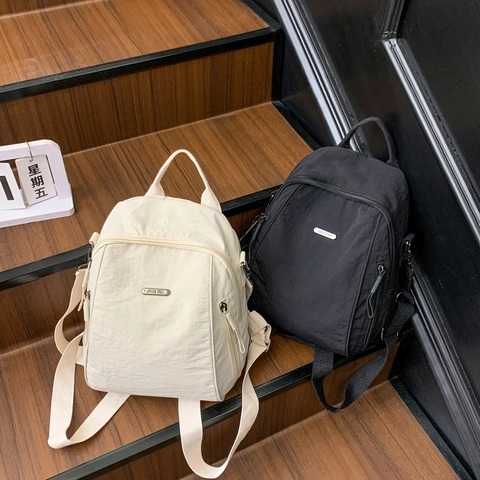 Zaino In Nylon Moda Donna Leggero Resistente All'acqua Pendolare Borsa Da Viaggio Multi Tasche Minimalista Urbano
