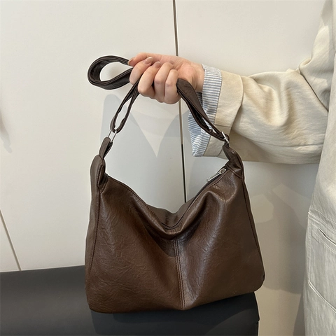Sac Bandoulière En Simili Cuir Vintage Pour Femmes Grande Capacité Sac À Épaule Rétro Avec Bandoulière Réglable Sac À Main Minimaliste