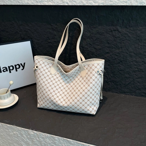 Vintage Tote Bag Mit Allover Print Große Kapazität Kunstleder Handtasche Reißverschluss Schultertasche Für Damen
