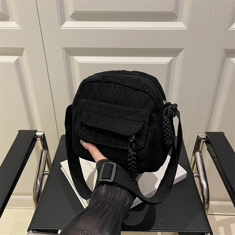 Vintage Cord PU Umhängetasche Große Kapazität Schultertasche Für Damen Casual Täglich Weich Harajuku Stil Handtasche