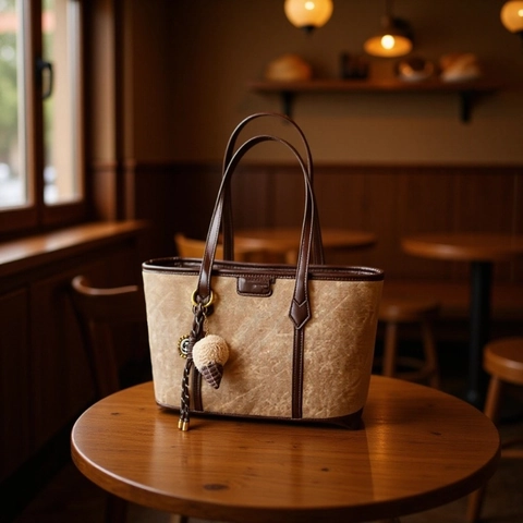 Women Tote Bag Large Capacity PU Leather Contrast Color Vintage Shoulder Bag Retro Commuting Fashion Handbag