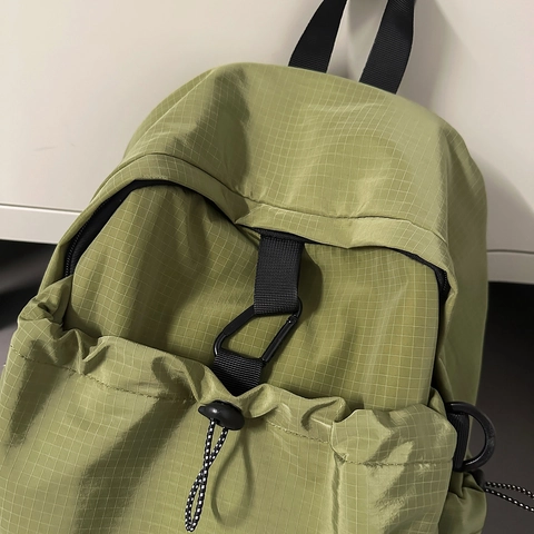 Zaino In Nylon Ripstop Grande Capacità Coulisse Casual Scuola Viaggio Borsa Computer Idrorepellente Unisex Minimalismo