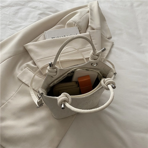 Sac Seau Femmes Cuir PU Marbre Texture Plissée Sac Bandoulière Sac À Épaule Fourre-tout Commuter Minimaliste Poignée Noeud Ajustable